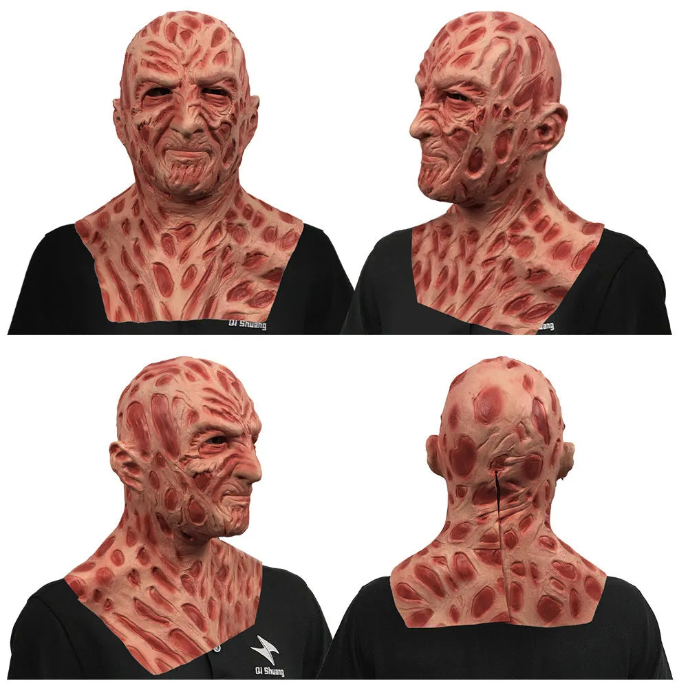 Skin-coloured latex Freddie grimace mask and gloves set for Halloween party performance props
