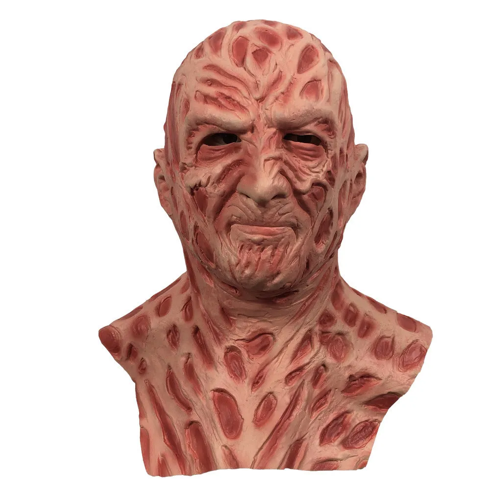 Skin-coloured latex Freddie grimace mask and gloves set for Halloween party performance props