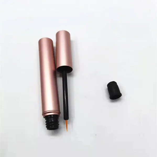 Aluminum tube 4ml cosmetic bottle with spray rose gold paint finish and black inner plug