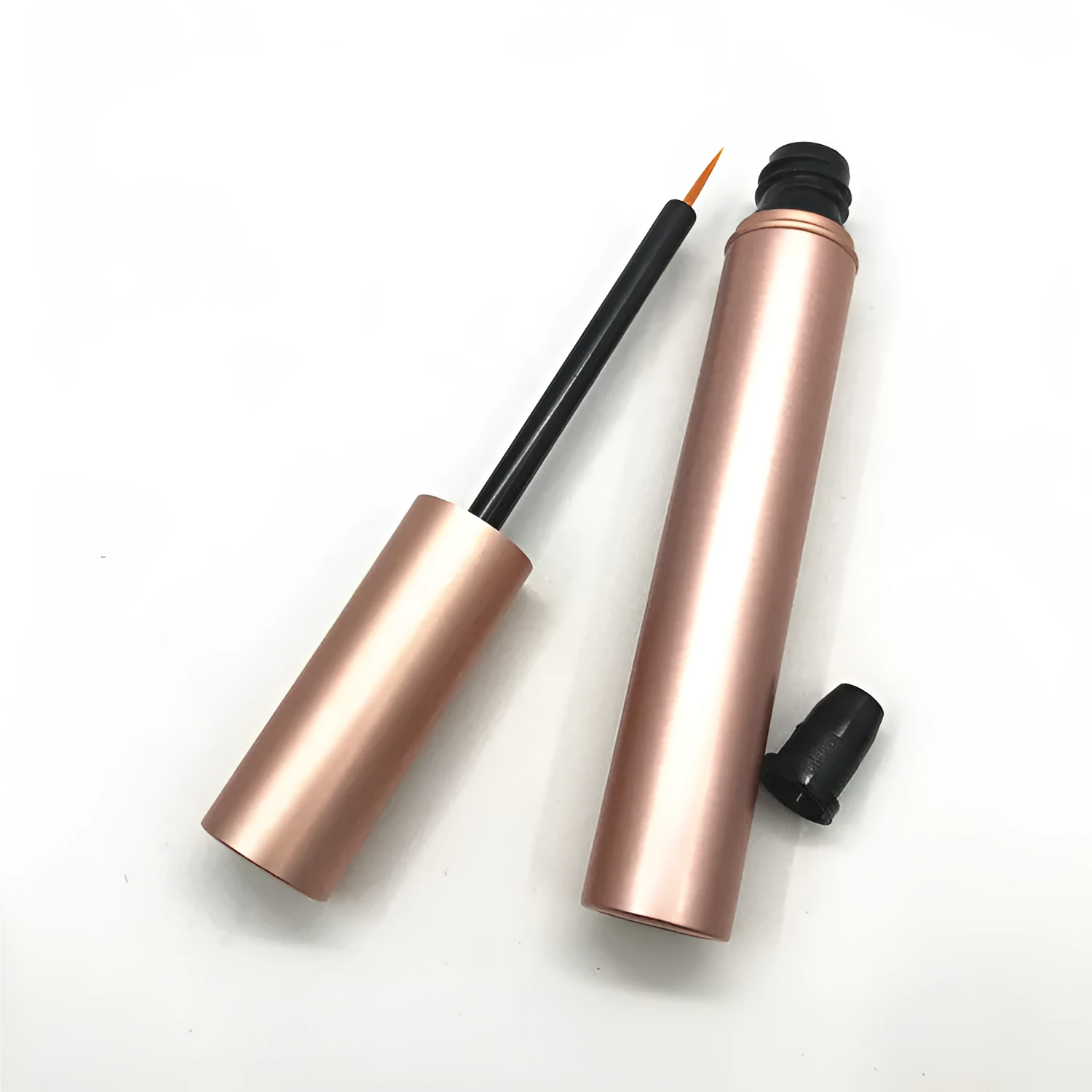 Aluminum tube 4ml cosmetic bottle with spray rose gold paint finish and black inner plug