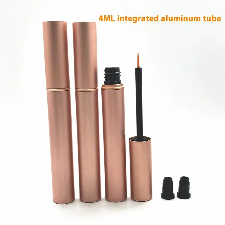 Aluminum tube 4ml cosmetic bottle with spray rose gold paint finish and black inner plug