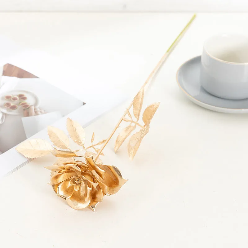 Artificial Persian eucalyptus ginkgo leaf flower arrangement in gold plastic for wedding home decor