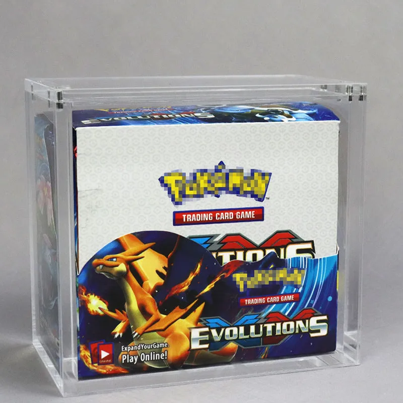 Transparent acrylic magnetic dustproof storage box with clear view, available in two sizes for display or storage