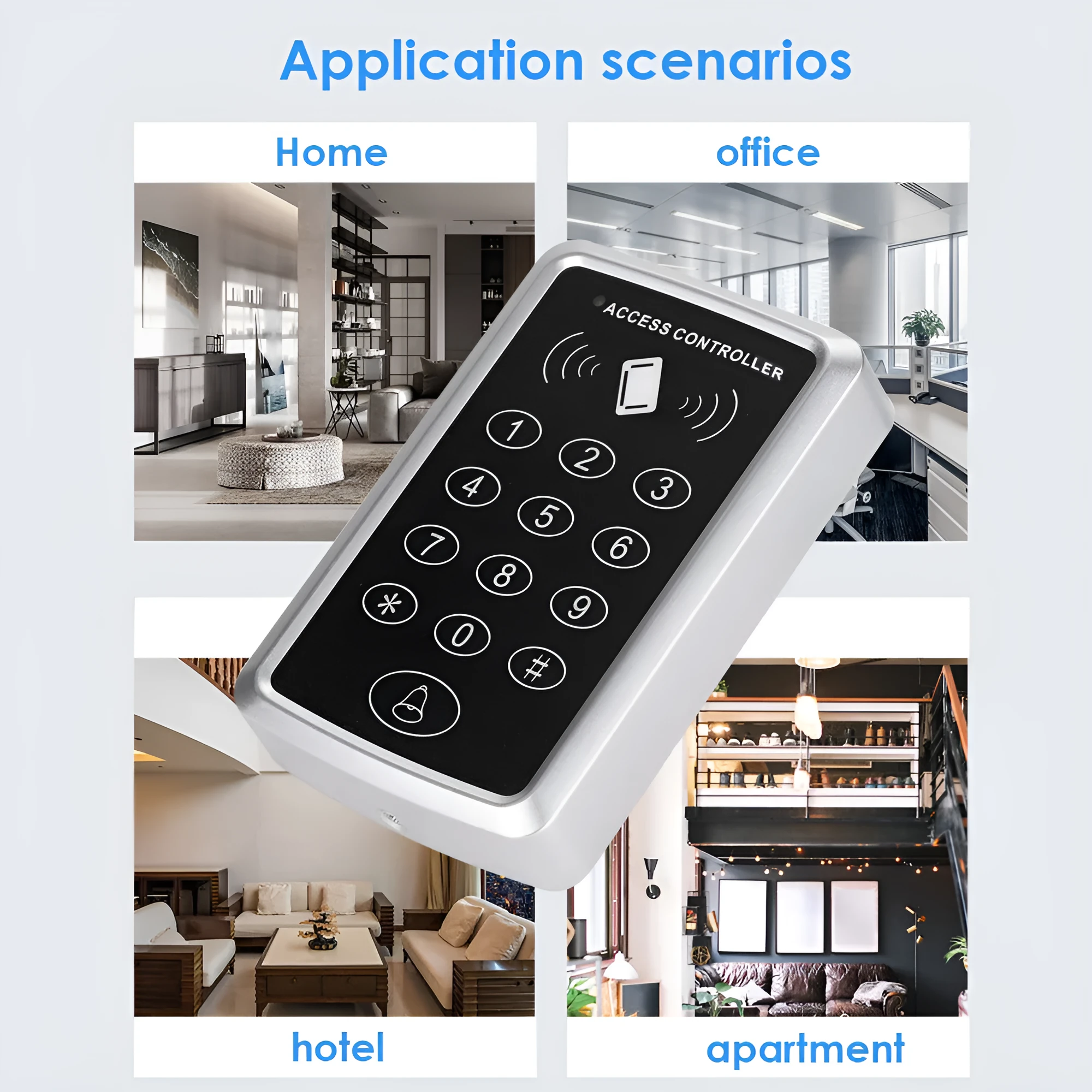N-B03 ID card access control machine with 10 card buckles on a white background