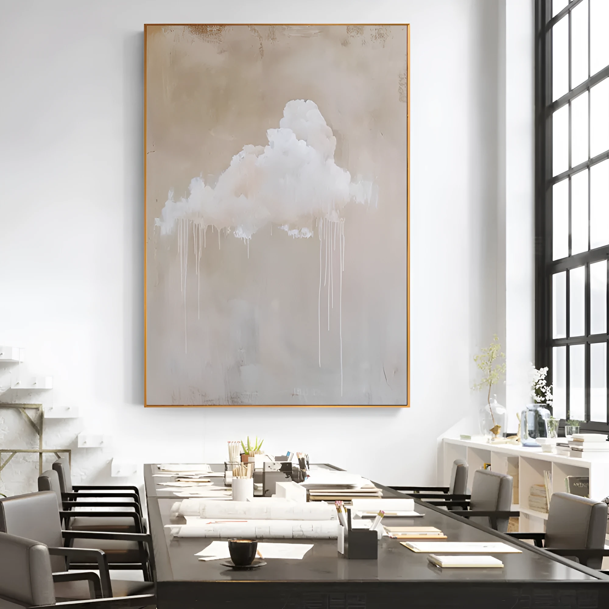 Handmade oil painting canvas wall art abstract modern simple colour contrast rolled frameless unstretched for home living room decor
