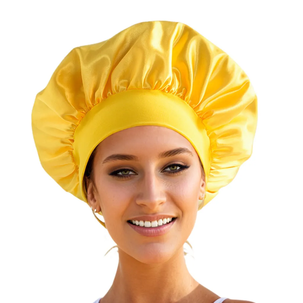 Wide-brimmed knitted tie dye polyester headscarf for women with high elastic fit, flat top, and sunshade function