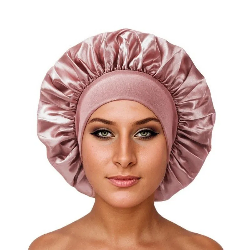 Wide-brimmed knitted tie dye polyester headscarf for women with high elastic fit, flat top, and sunshade function