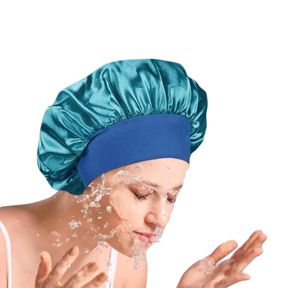 Wide-brimmed knitted tie dye polyester headscarf for women with high elastic fit, flat top, and sunshade function