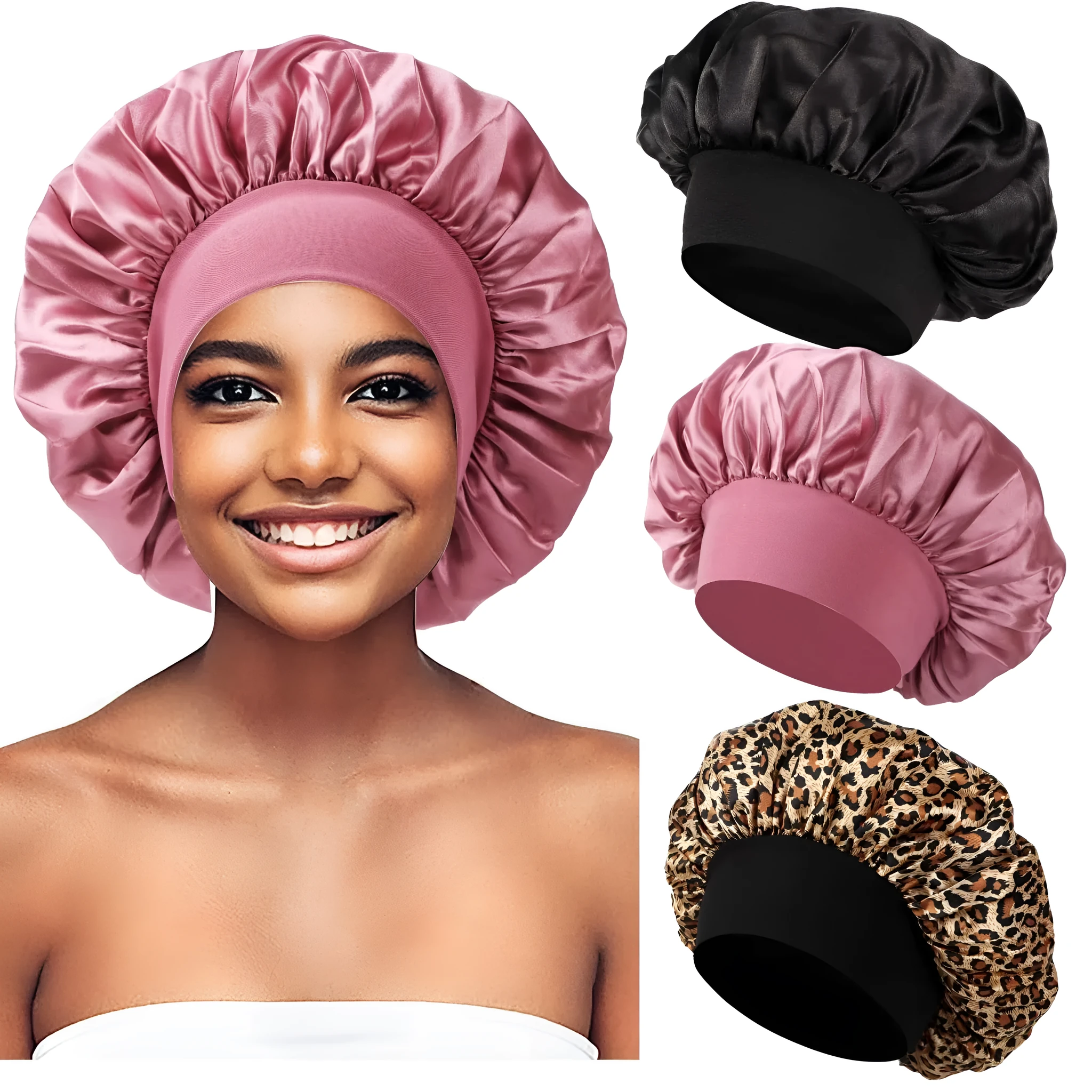 Wide-brimmed knitted tie dye polyester headscarf for women with high elastic fit, flat top, and sunshade function