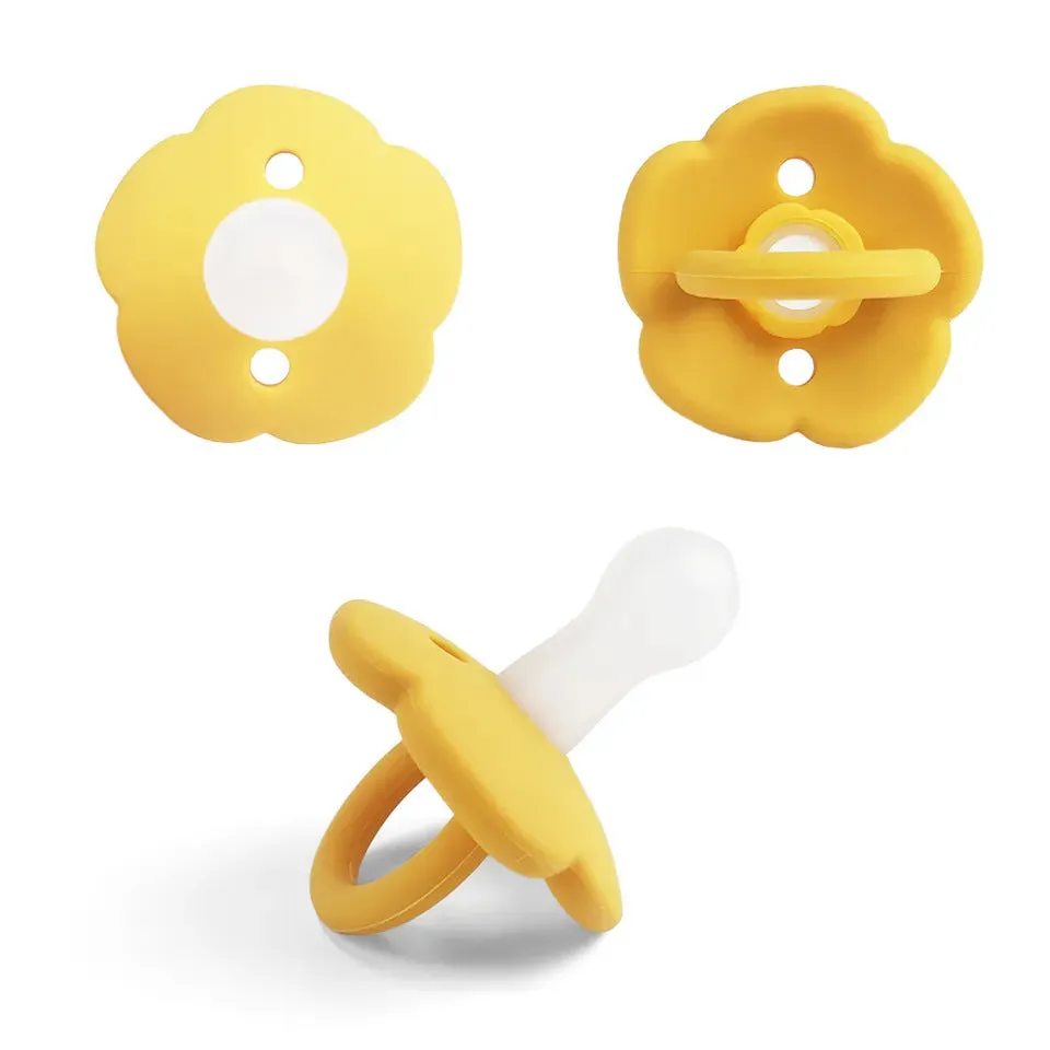 Baby pacifier in edible silicone with lace nipple in apricot colour for 0-6 months