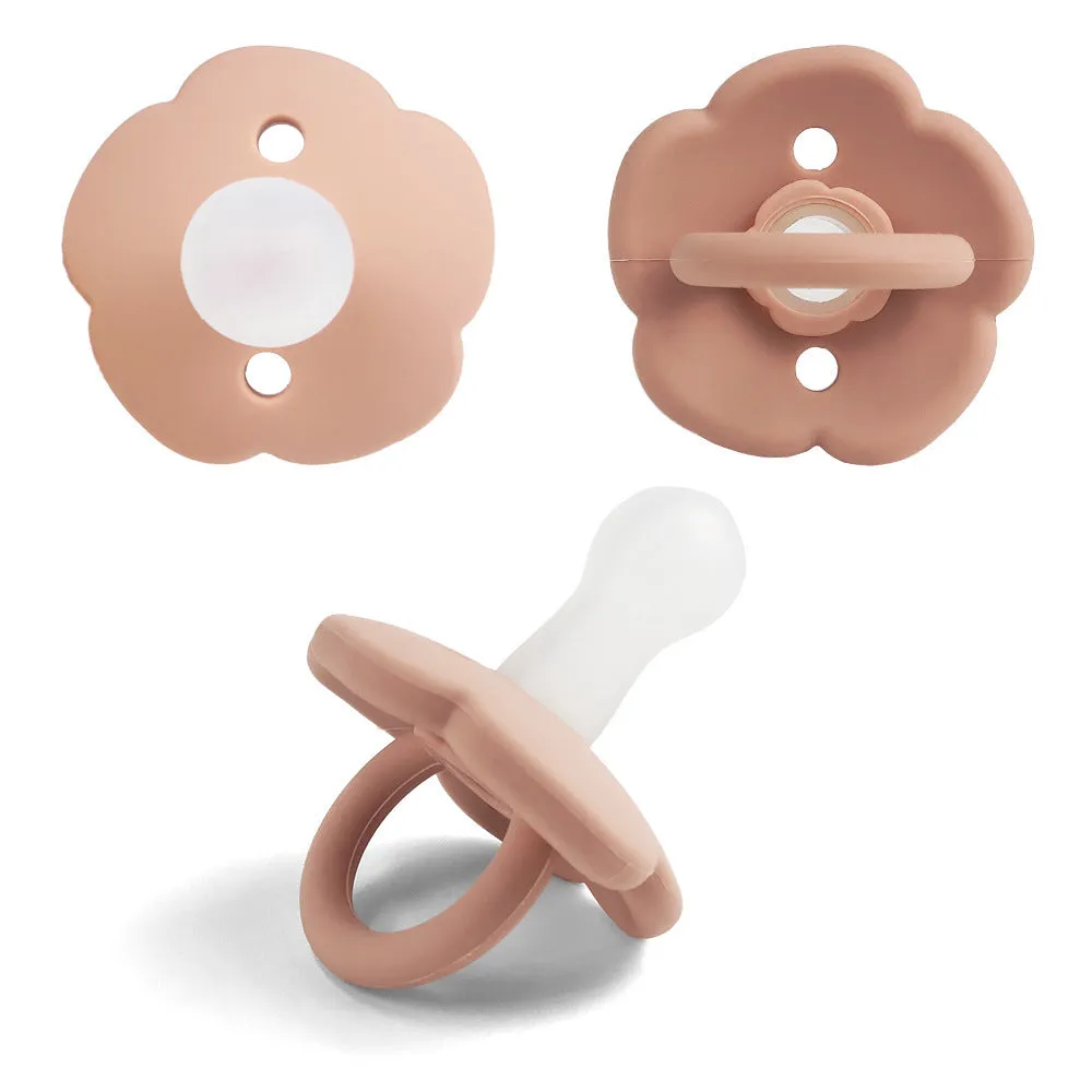 Baby pacifier in edible silicone with lace nipple in apricot colour for 0-6 months