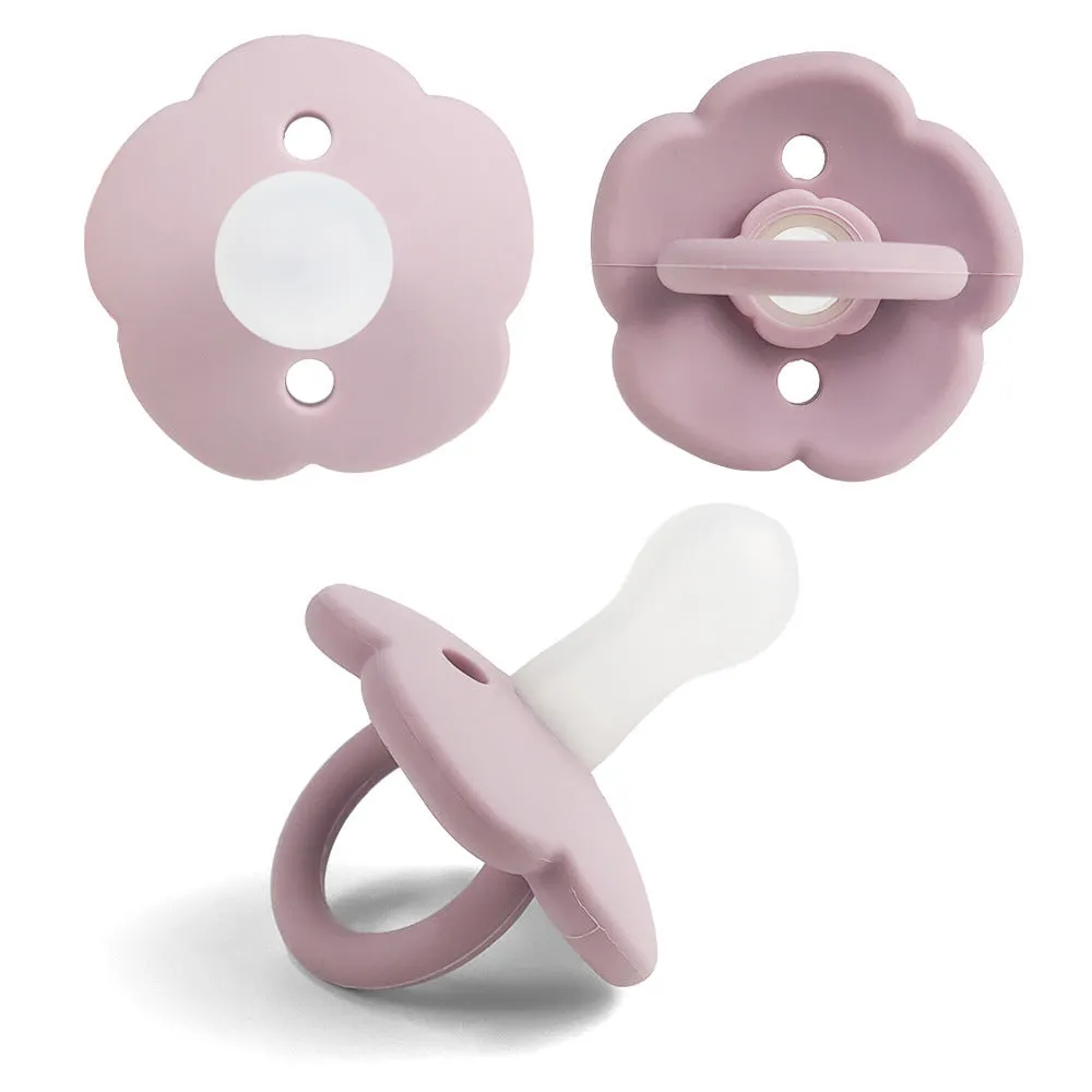 Baby pacifier in edible silicone with lace nipple in apricot colour for 0-6 months