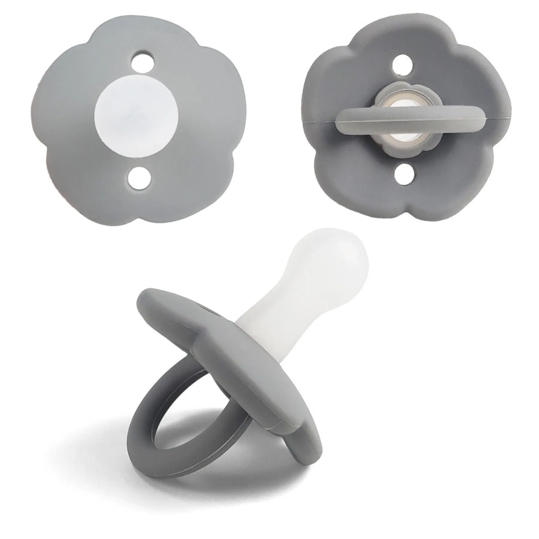 Baby pacifier in edible silicone with lace nipple in apricot colour for 0-6 months
