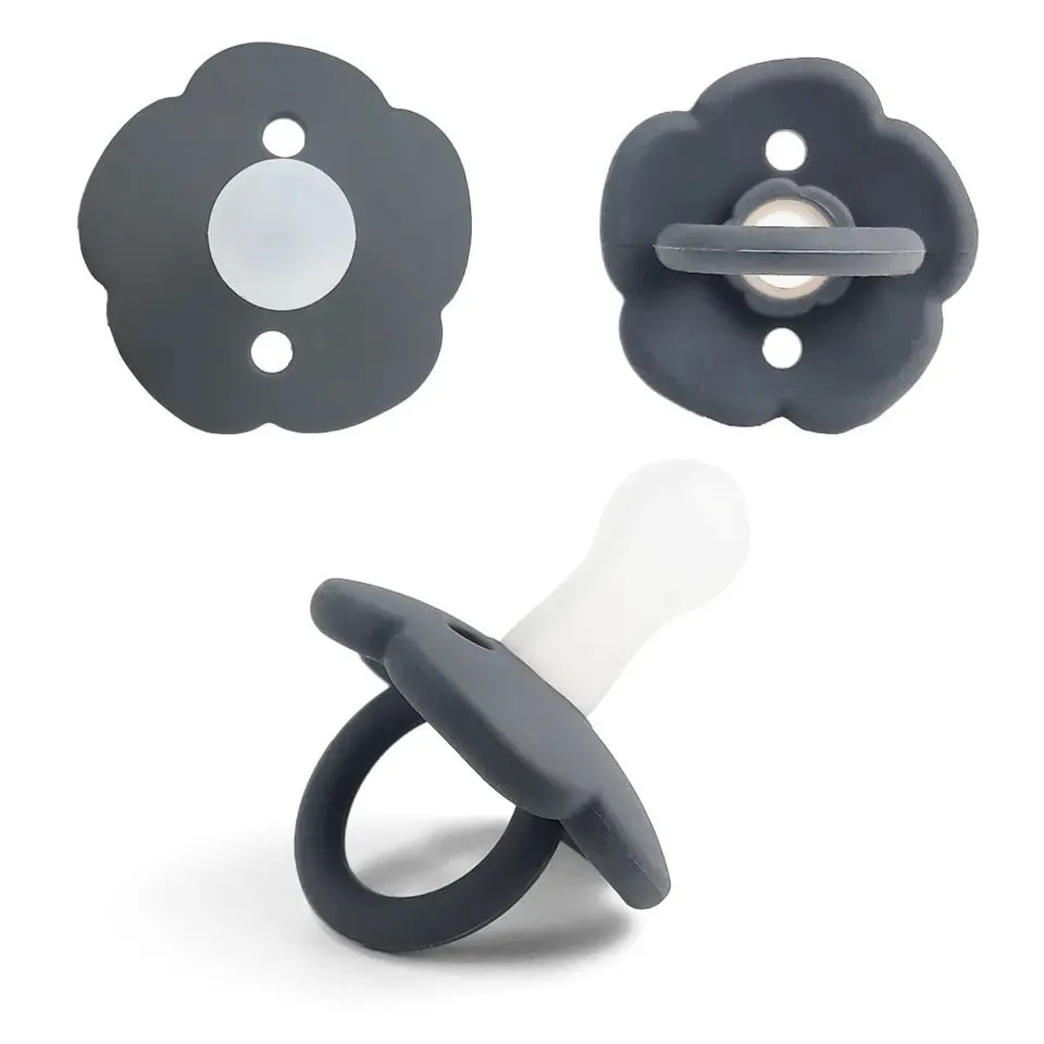 Baby pacifier in edible silicone with lace nipple in apricot colour for 0-6 months