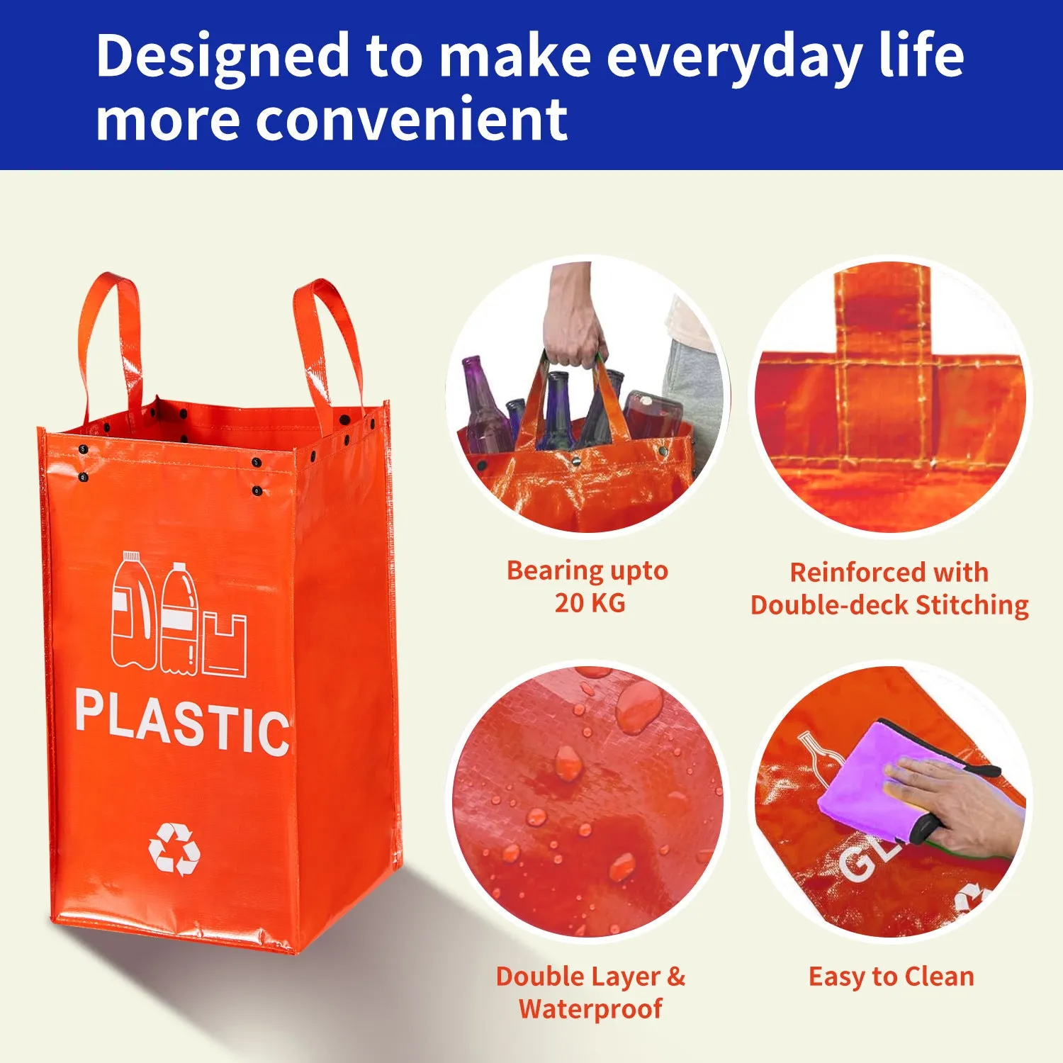 40-litre waterproof PP plastic garbage bag in a selected colour, shown with dimensions 30cm wide by 50cm high.