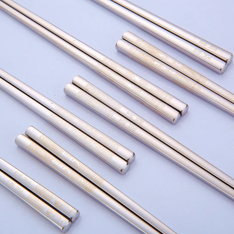 Pair of SUS 304 stainless steel square head chopsticks with solid colour modern simplicity design