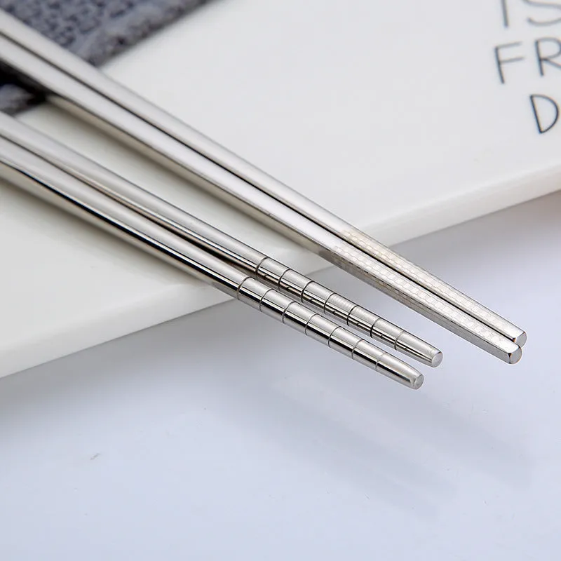 Pair of SUS 304 stainless steel square head chopsticks with solid colour modern simplicity design