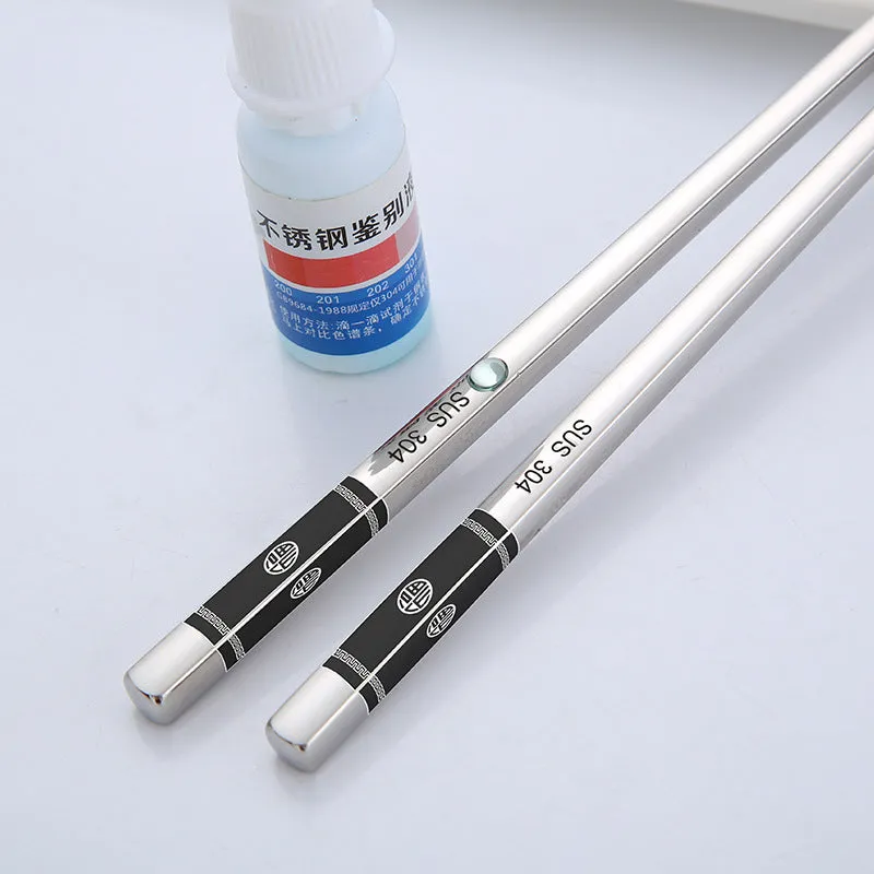 Pair of SUS 304 stainless steel square head chopsticks with solid colour modern simplicity design
