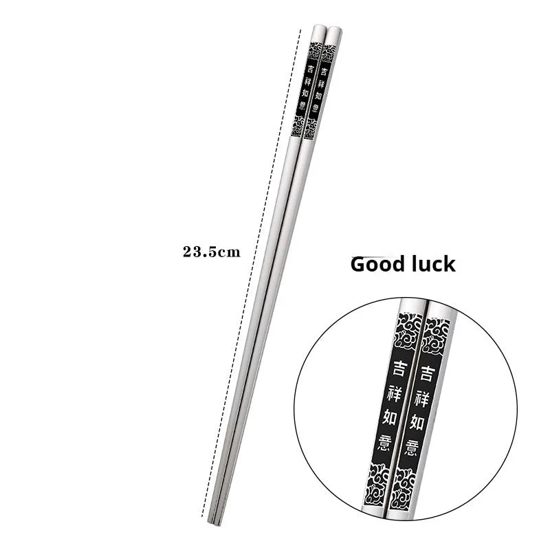 Pair of SUS 304 stainless steel square head chopsticks with solid colour modern simplicity design