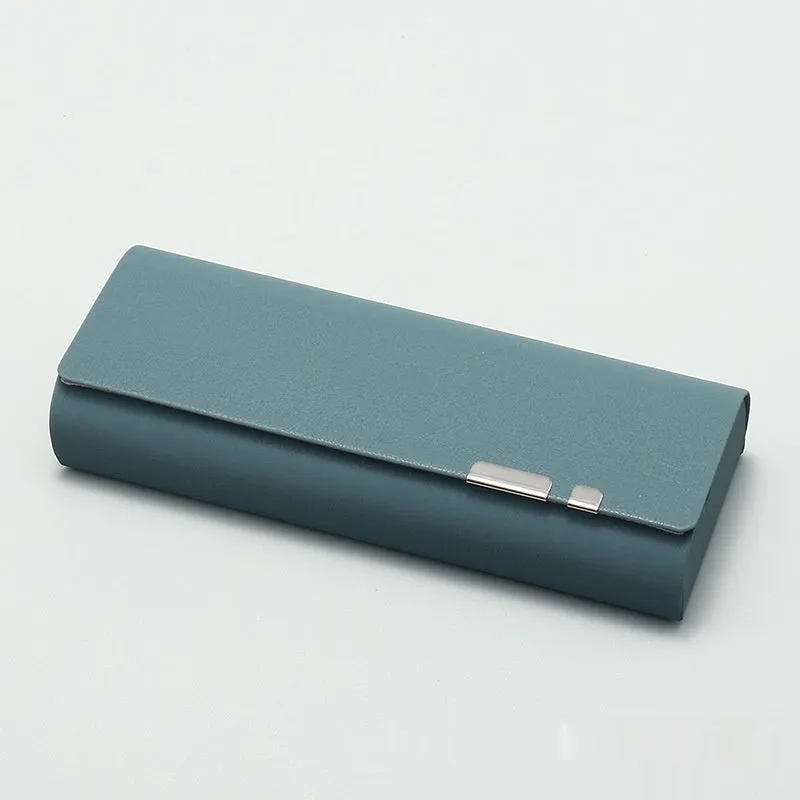Handmade leather anti-pressure glasses case in brown, size 156x62x32mm, with stitching detail