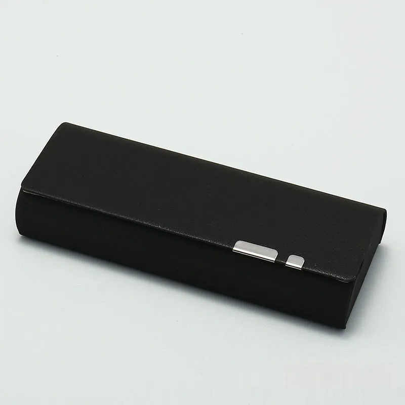 Handmade leather anti-pressure glasses case in brown, size 156x62x32mm, with stitching detail