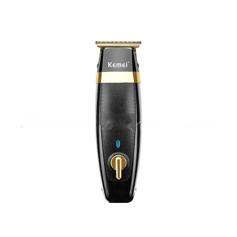 KM1834 rechargeable electric hair clipper with five limit combs, USB cable, lubricant, and brush on a table
