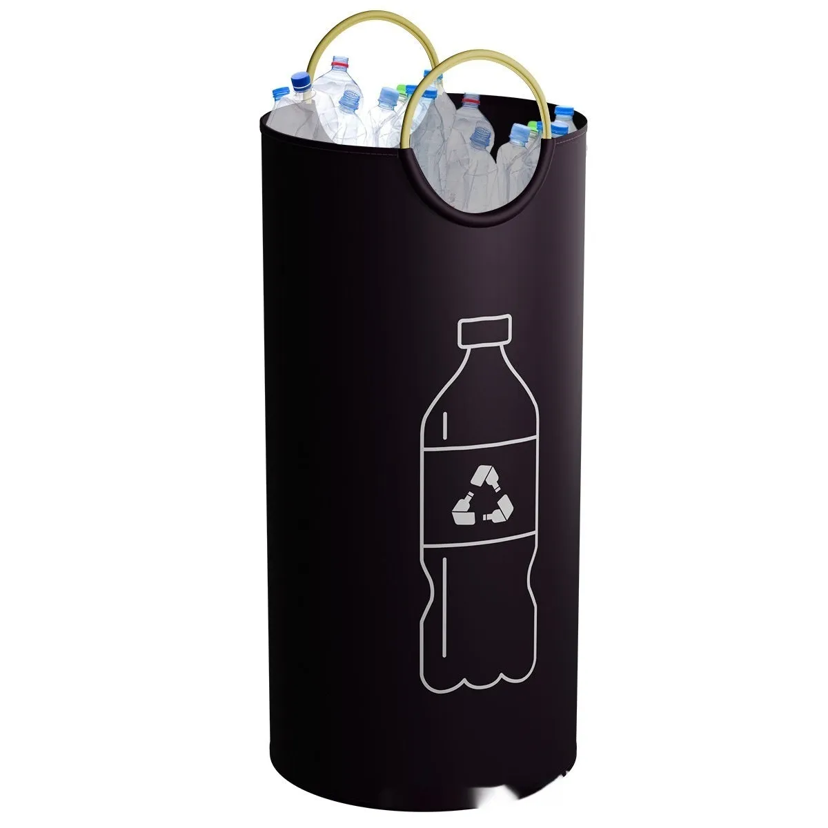 Round portable plastic waste bin with measurements of 38cm wide by 72cm high.