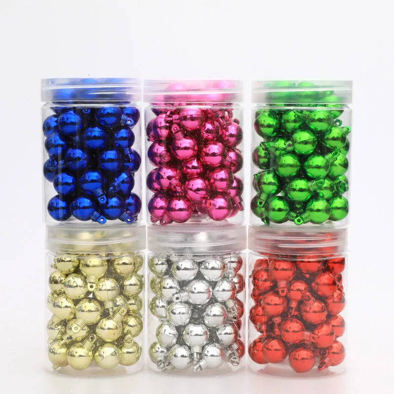 48 pack of plastic electroplated glossy mini Christmas tree hanging balls in six colours