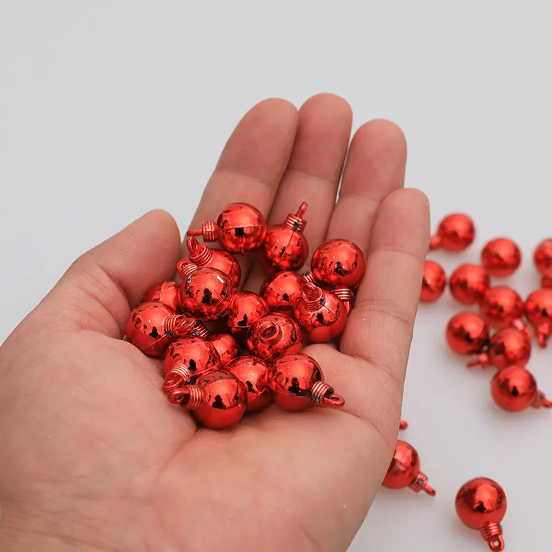 48 pack of plastic electroplated glossy mini Christmas tree hanging balls in six colours