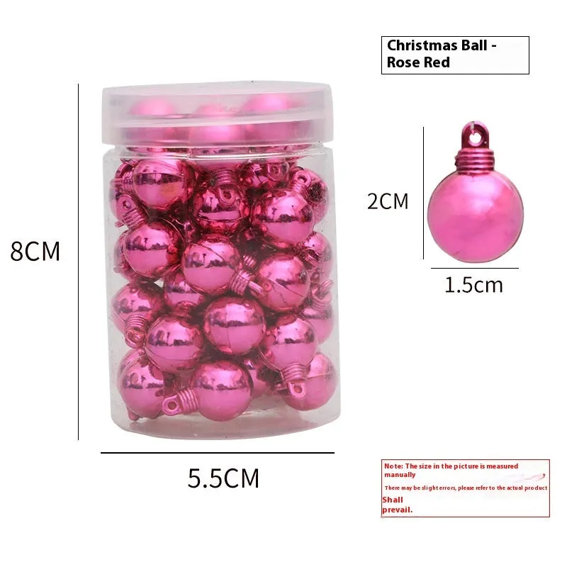 48 pack of plastic electroplated glossy mini Christmas tree hanging balls in six colours