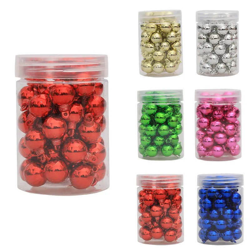 48 pack of plastic electroplated glossy mini Christmas tree hanging balls in six colours