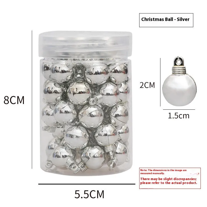 48 pack of plastic electroplated glossy mini Christmas tree hanging balls in six colours