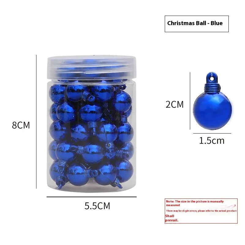48 pack of plastic electroplated glossy mini Christmas tree hanging balls in six colours