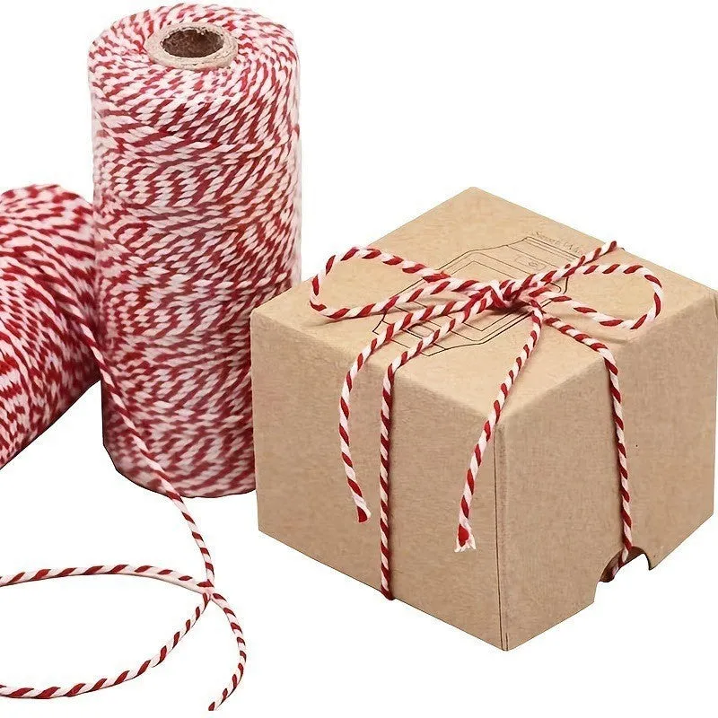 2mm cotton cord tube 100m red white green Christmas wrapping thread