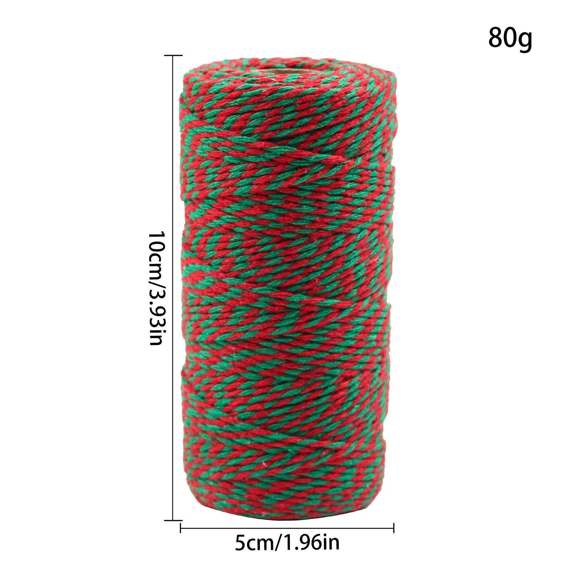 2mm cotton cord tube 100m red white green Christmas wrapping thread