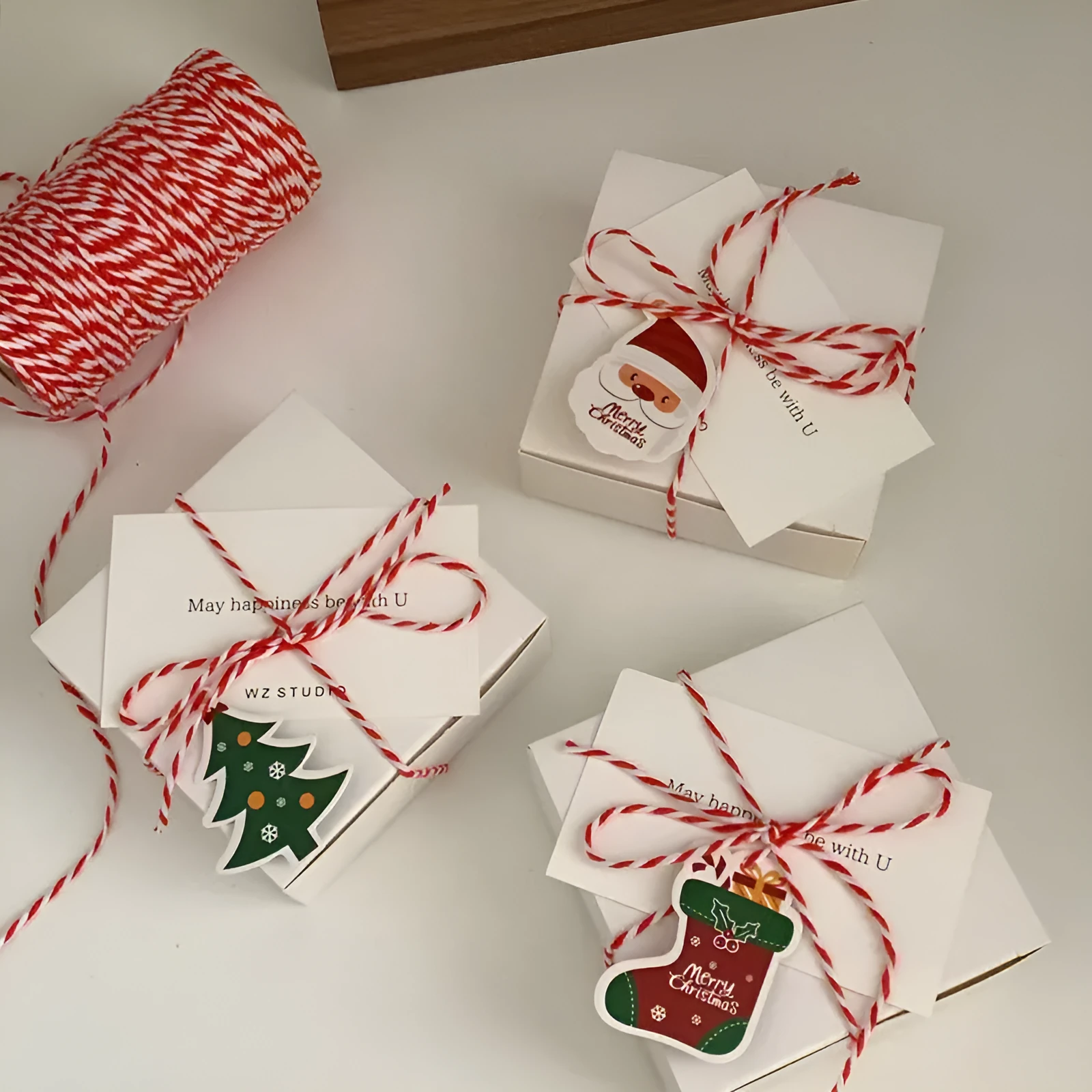 2mm cotton cord tube 100m red white green Christmas wrapping thread