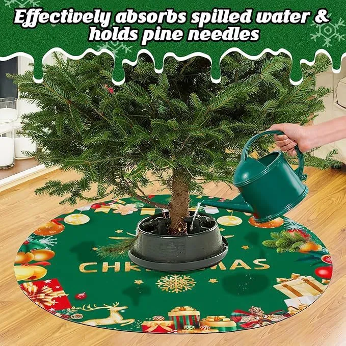 Crystal velvet anti-slip dots carpet in Christmas round design on a living room floor