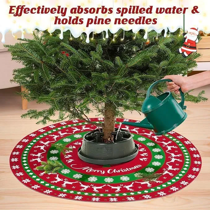 Crystal velvet anti-slip dots carpet in Christmas round design on a living room floor