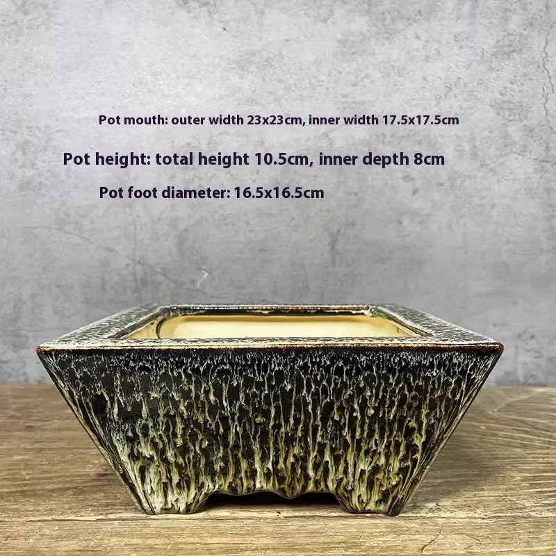 Ceramic yellow tabletop flower basin planter pot for indoor and outdoor use
