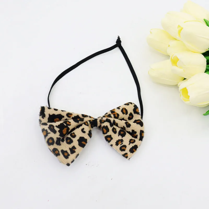 Leopard print half face plastic mask and matching headband set for Halloween costume