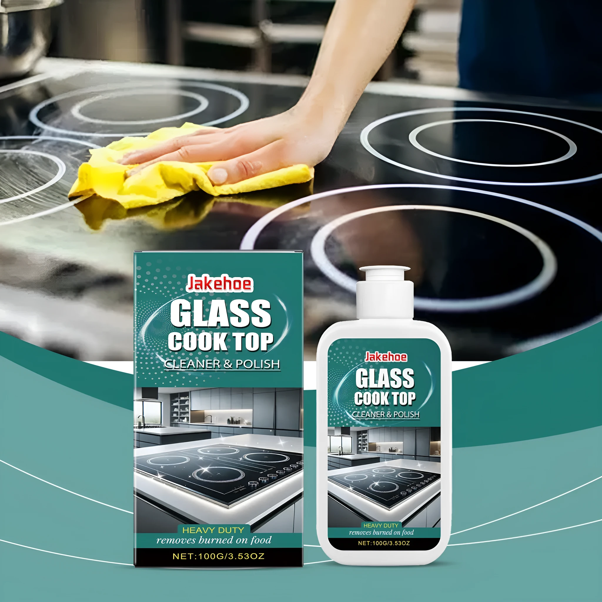 Glass stove cleaning brilliant polish 100g in a container for ceramic hob decontamination
