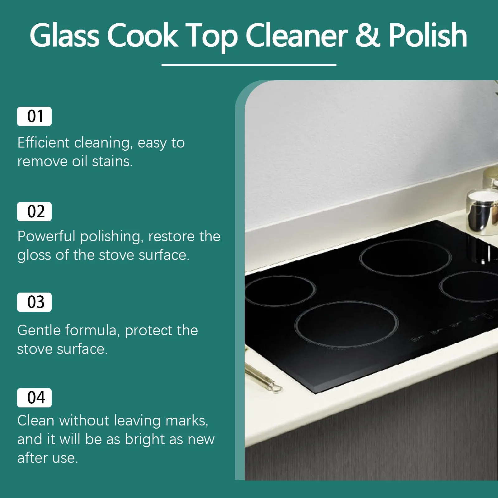 Glass stove cleaning brilliant polish 100g in a container for ceramic hob decontamination