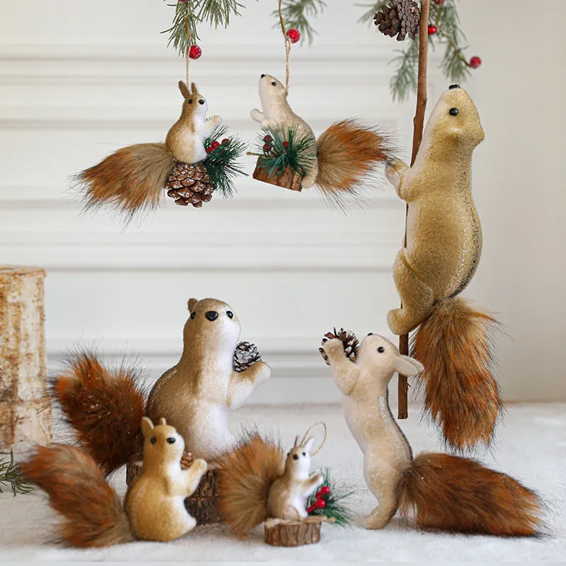 Lightweight foam squirrel pendant Christmas tree ornament in cartoon modern simple style