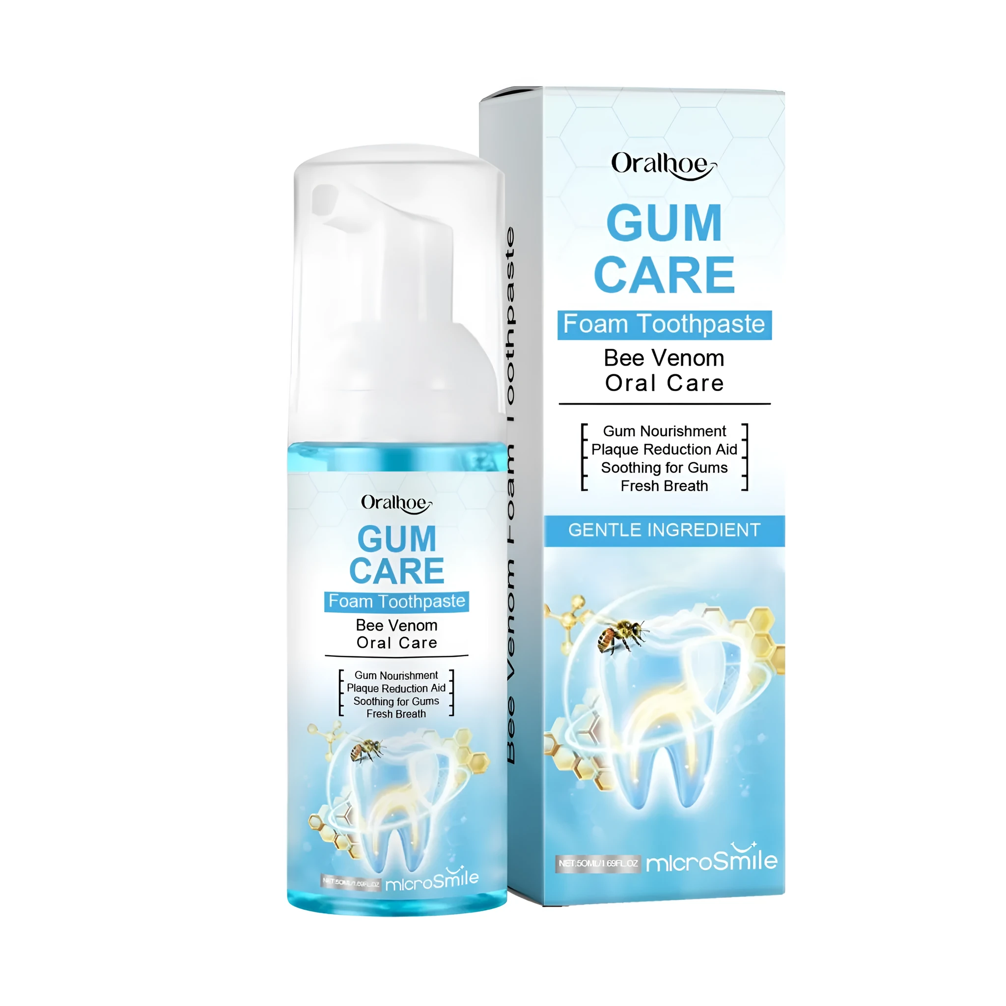 Mu Si dental cleaning foam 50ml bottle for oral care with bee venom formula
