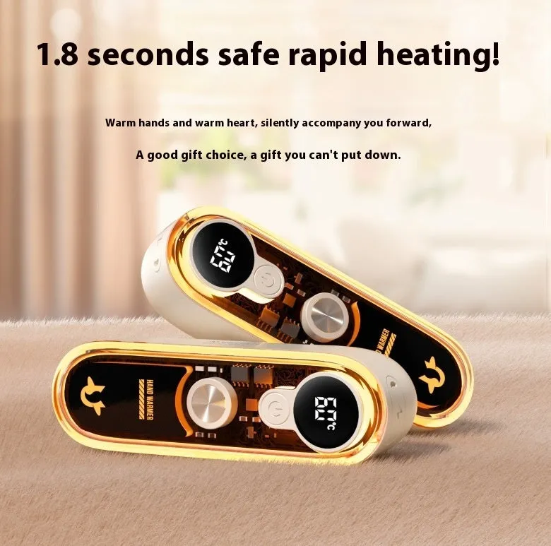 Magnetic hand warmer rechargeable USB compact portable fast charging in milky white