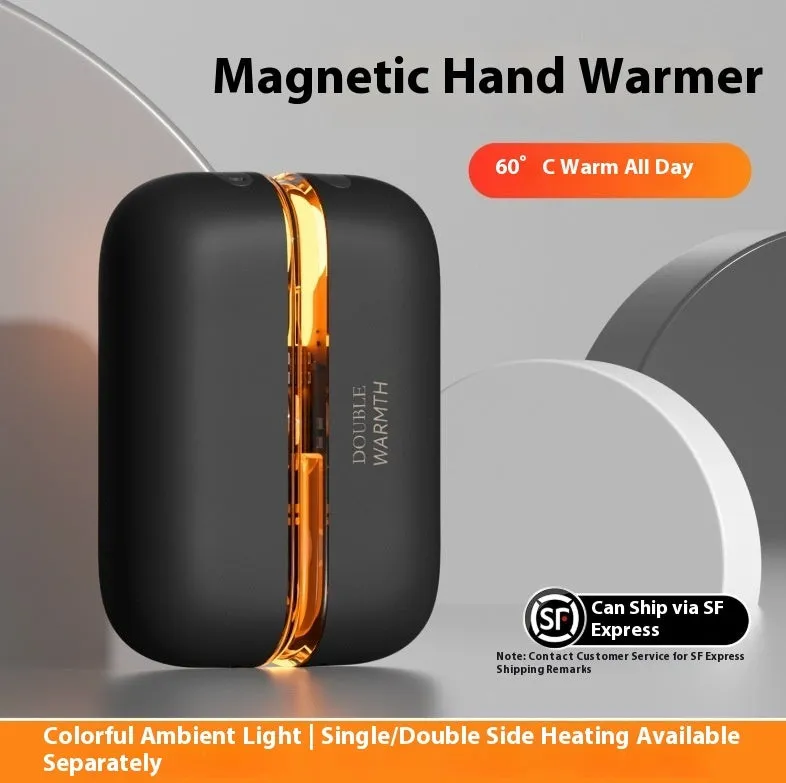 Magnetic hand warmer rechargeable USB compact portable fast charging in milky white