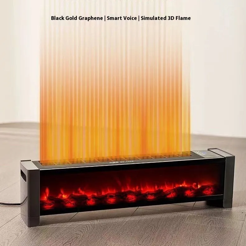 3D simulation flame skirting line heater with voice control, 2000W, US plug, 870x195mm size