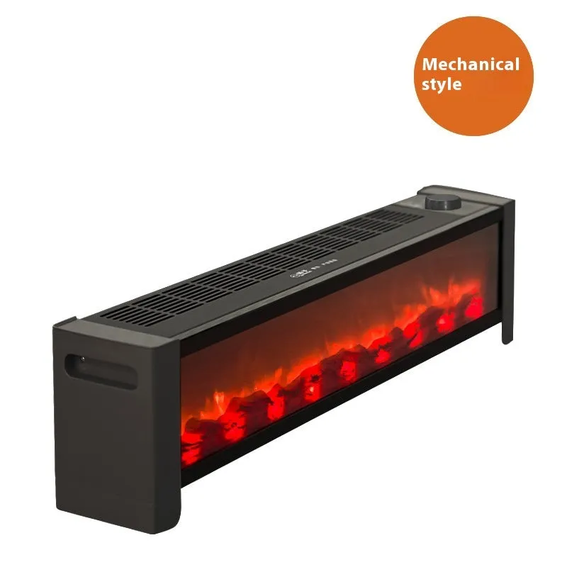 3D simulation flame skirting line heater with voice control, 2000W, US plug, 870x195mm size