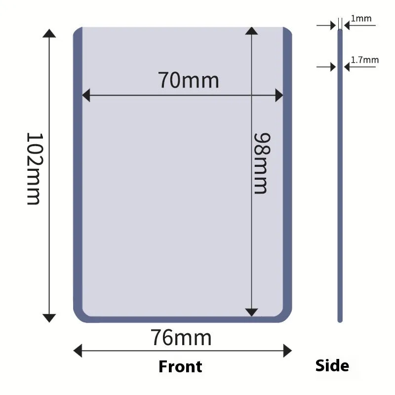 Transparent PVC game card holder protective cover 77x101mm with blue light option