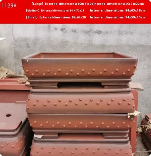 Extra large rectangular purple clay flower trough bonsai pot in Chinese style for desktop or floor use